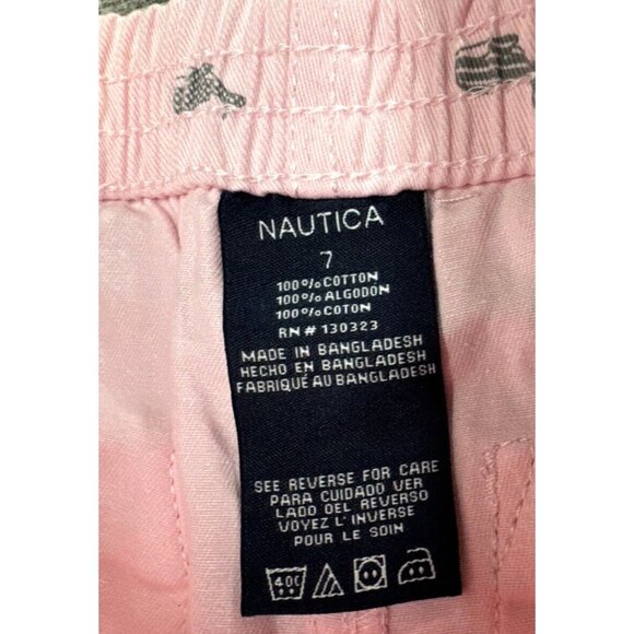 Nautica Shorts Girls 7‎ Pink Elastic Waist Bermuda Pockets Whales Pull on NEW - Picture 4 of 4